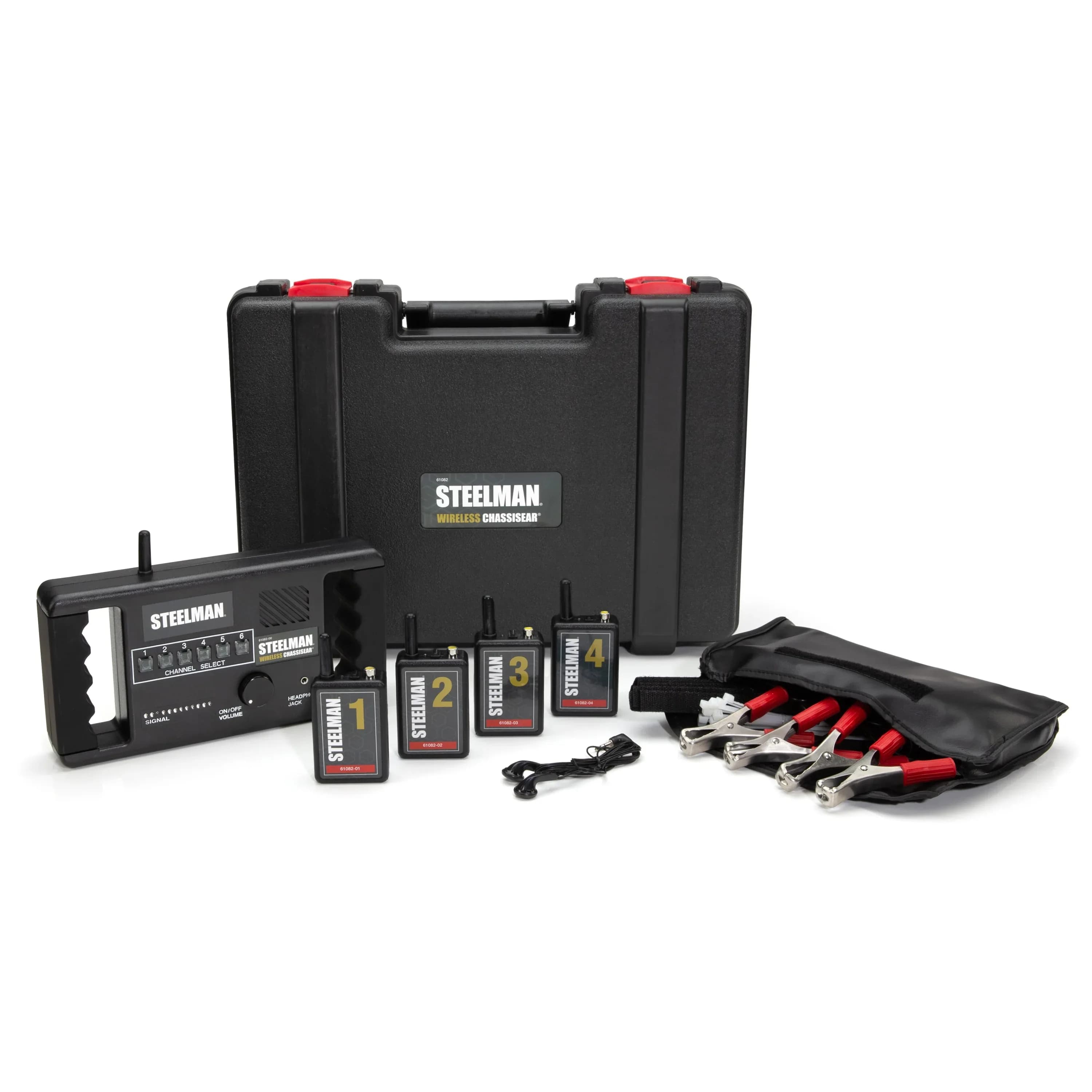STEELMAN Wireless ChassisEAR 61082 — приймач, 4 передавачі, затискачі та жорсткий кейс
